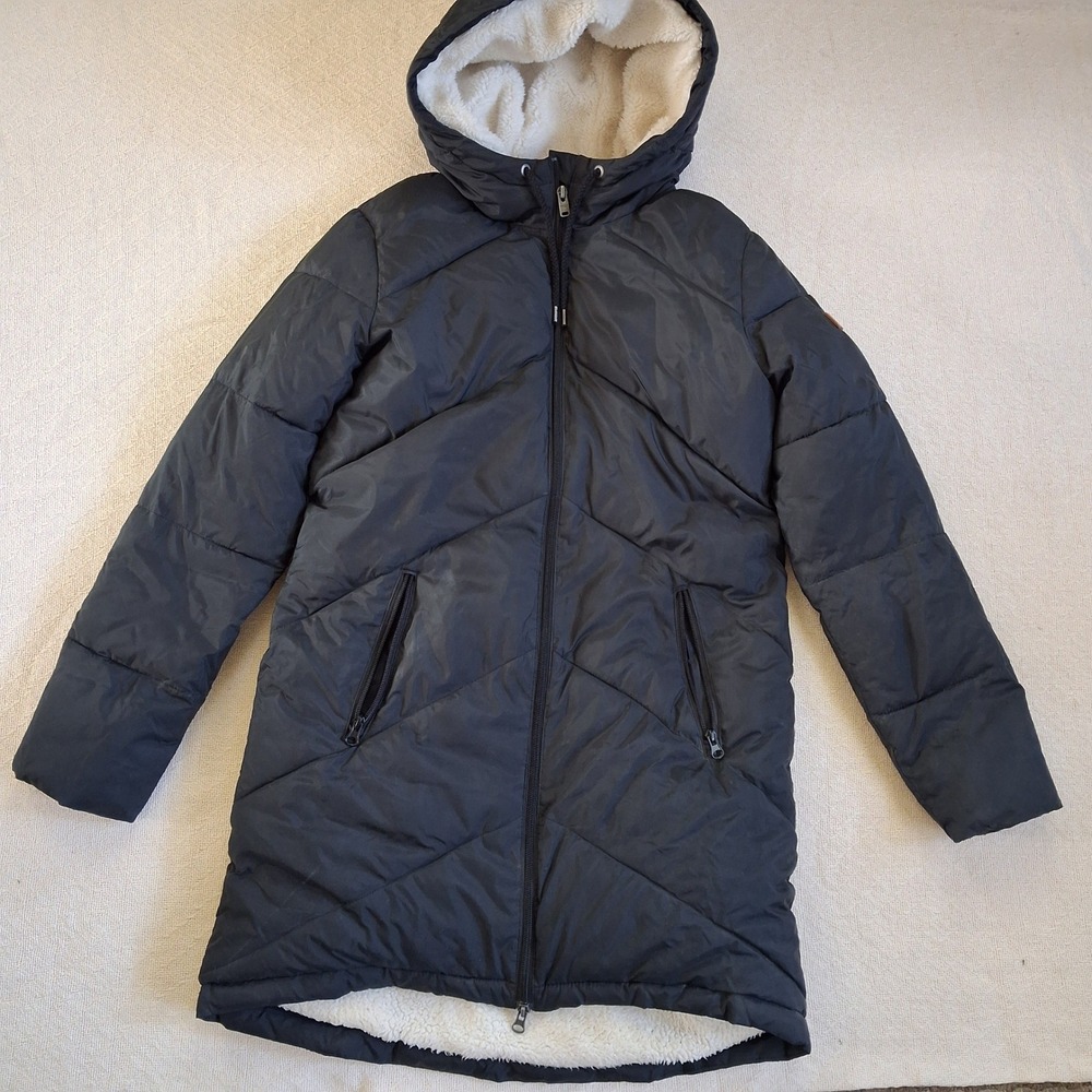 roxy storm warning water repellent coat black small sherpa outerwesr